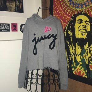Juicy Couture Logo Cropped Hoodie Sweatshirt